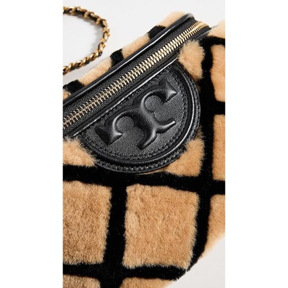Tory Burch Fleming Shearling Belt Bag - Toffee - Picture 5 of 10